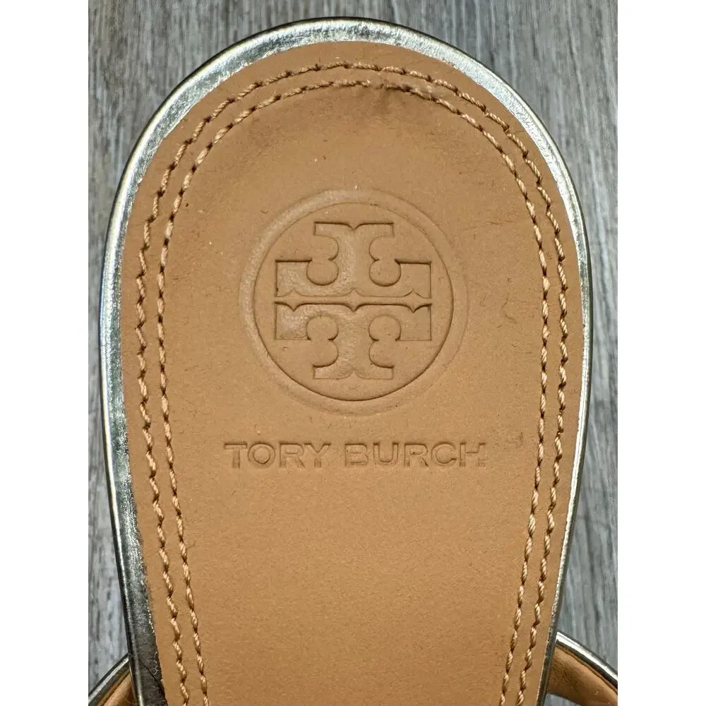 TORY BURCH Gold Penelope Slingback Leather Buckle Charm Heels NEW Sz. 10